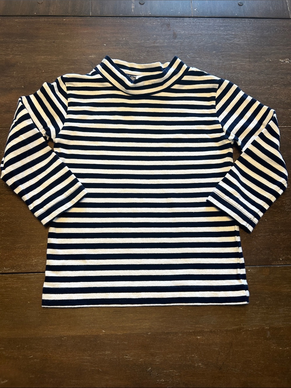 Florence Eiseman Navy/ White Stripe Mock Turtleneck Top